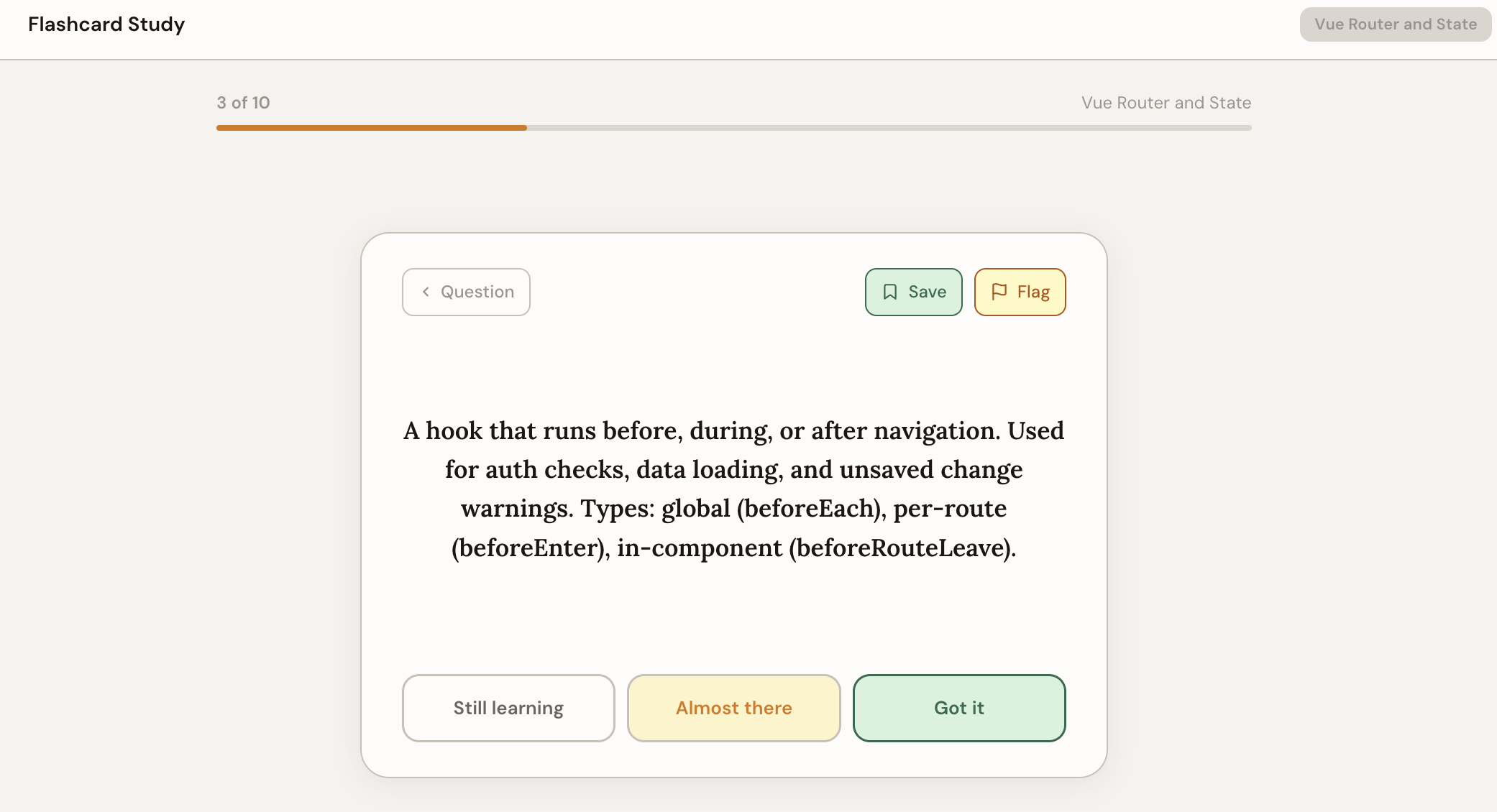 The flag control on a practice question for reporting a wrong answer or typo